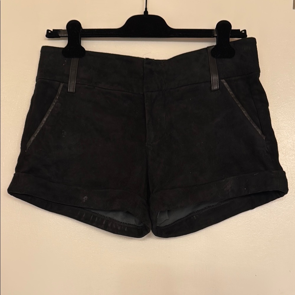 High Waist Black Suede Shorts for Casual Wear